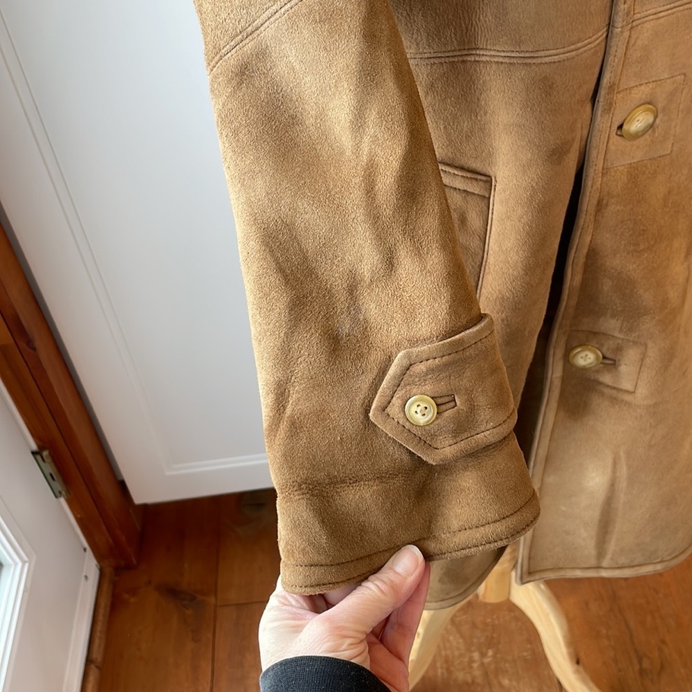 RALPH LAUREN Black Label Shearling Tan Leather jacket, Size 10 - Picture 11 of 16